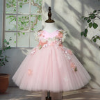 Vestido de Festa Rosa com Florzinhas