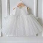 Vestido Infantil de Festa Pérolas  Laço