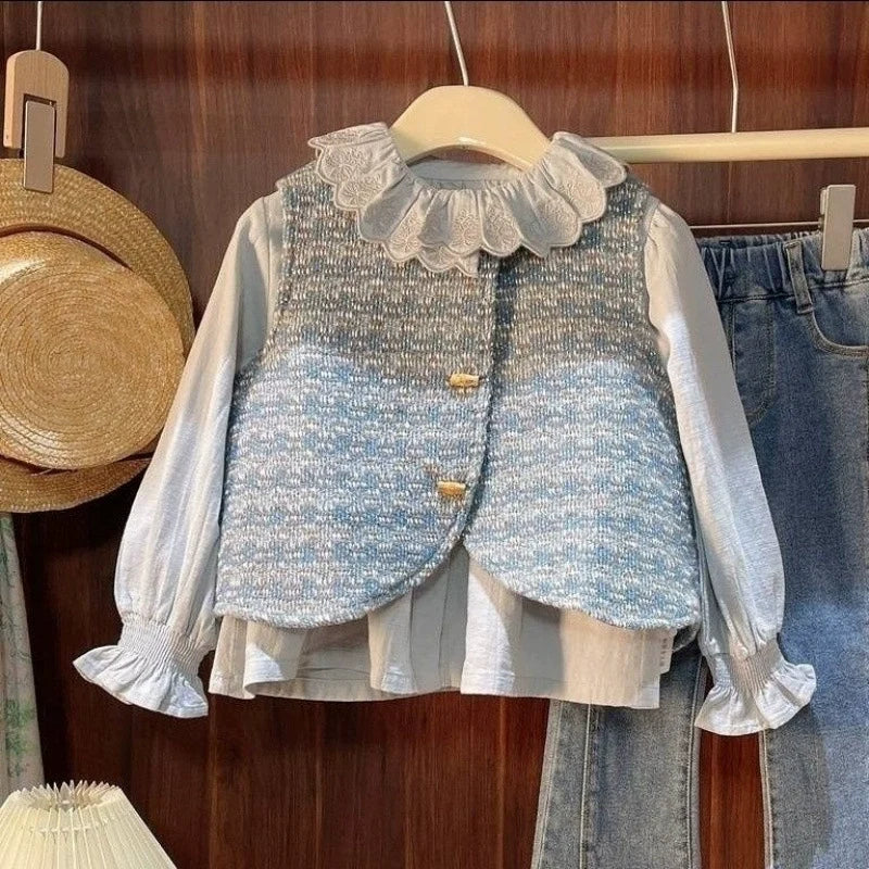 Conjunto Infantil 3 Peças Colete e  Jeans
