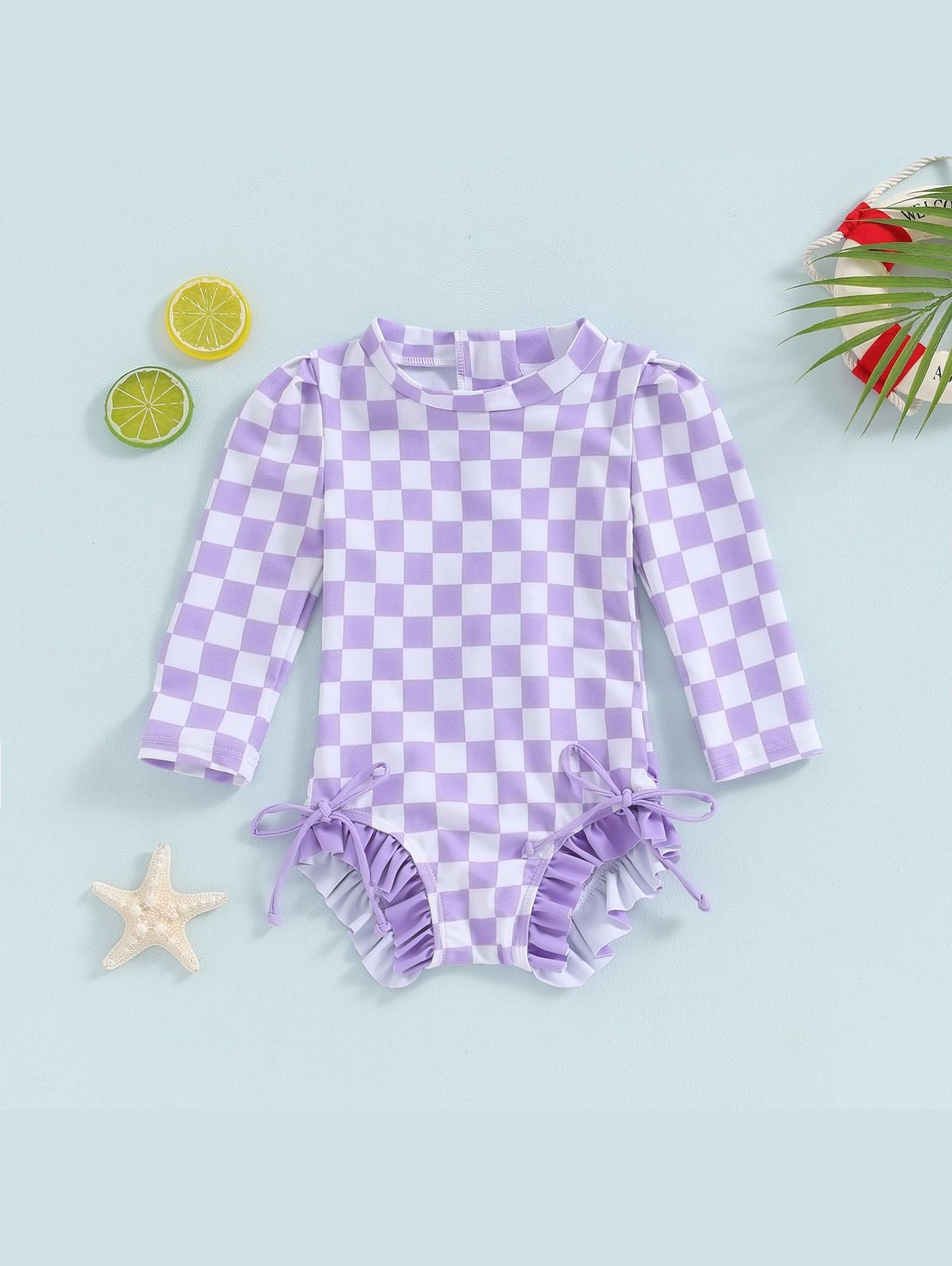 Maiô Infantil Xadrez Lacinhos