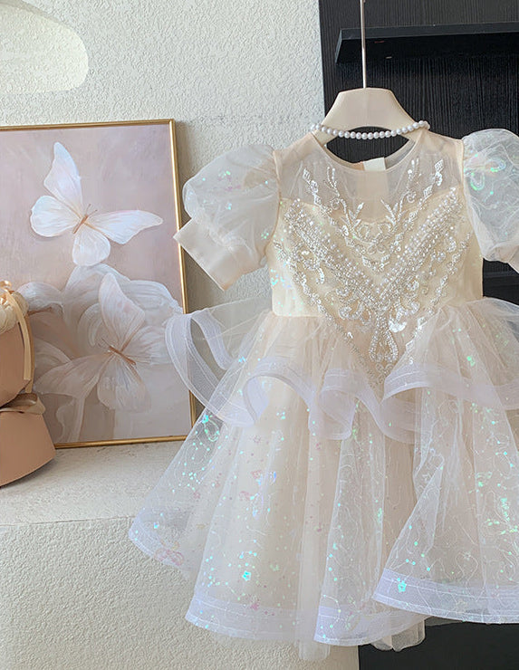 Vestido de Festa Infantil Bordado Brilhantes