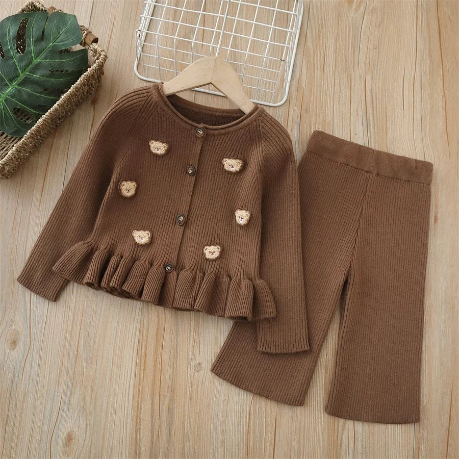 Conjunto Infantil Feminino Tricô Ursinhos