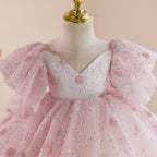 Vestido de Festa Bufante Flores e Strass