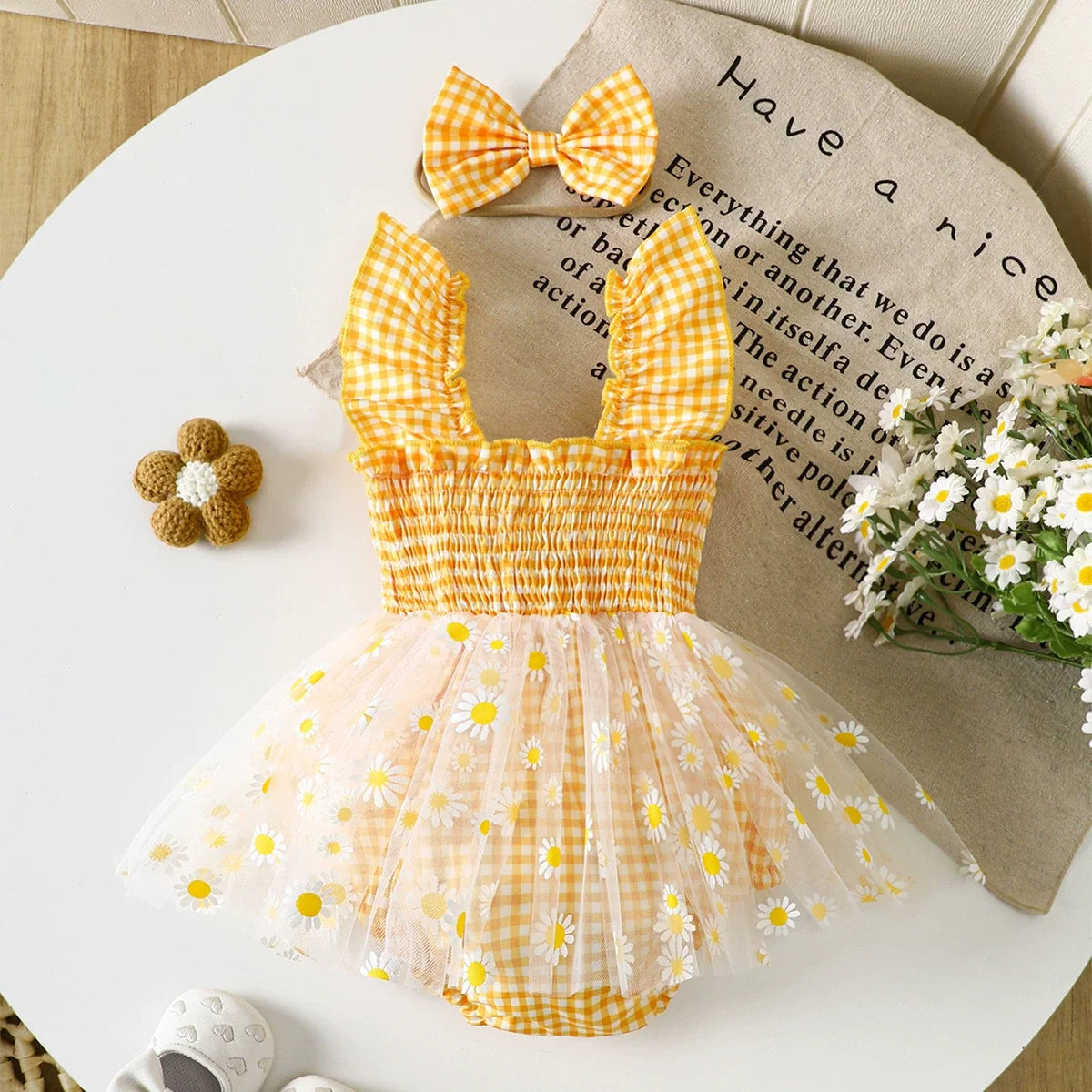 Body Infantil Verão Margaridas