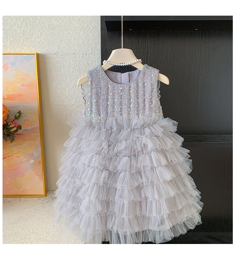 Vestido Infantil De Festa Tule Asa
