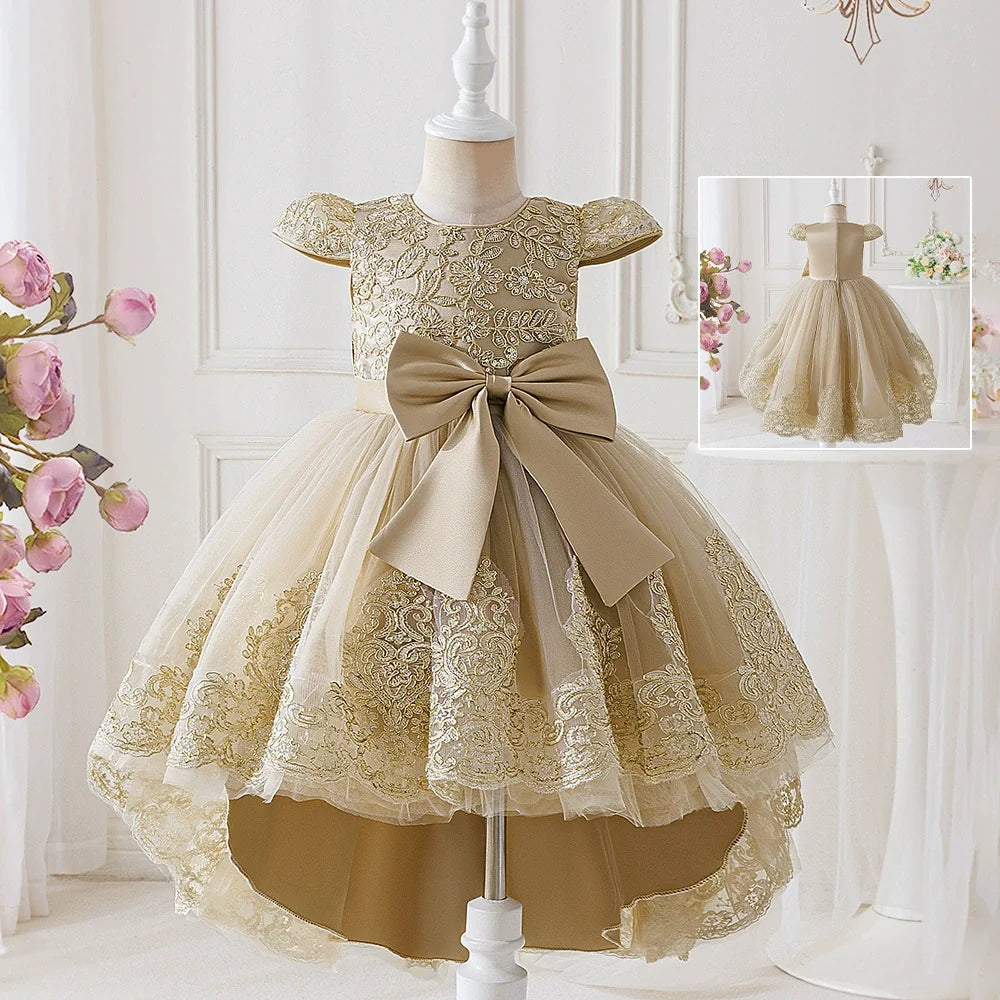 Vestido Infantil Rendado com Laço