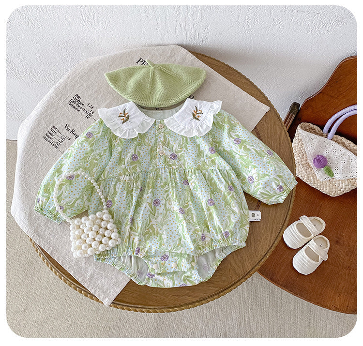 Body Infantil Verde Floral