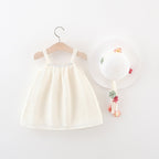 Vestido Infantil com Flores + Chapéu