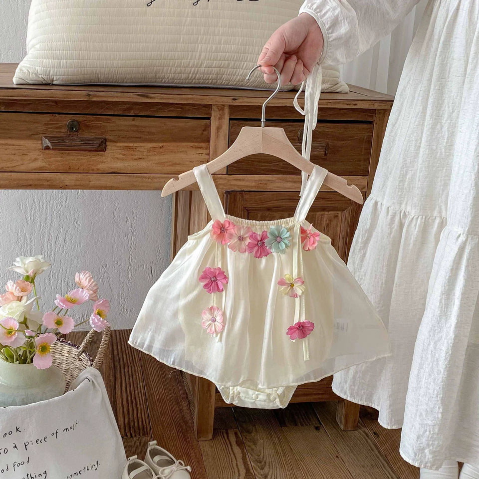 Body Vestidinho Infantil Flores