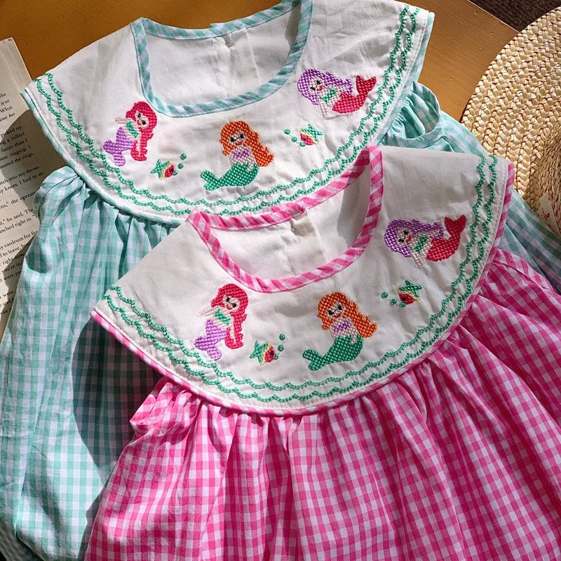 Vestido Infantil Xadrez Sereia