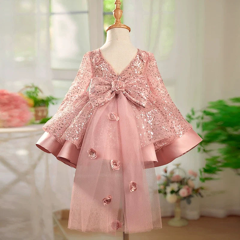 Vestido De Festa Infantil Brilhante Lacinho