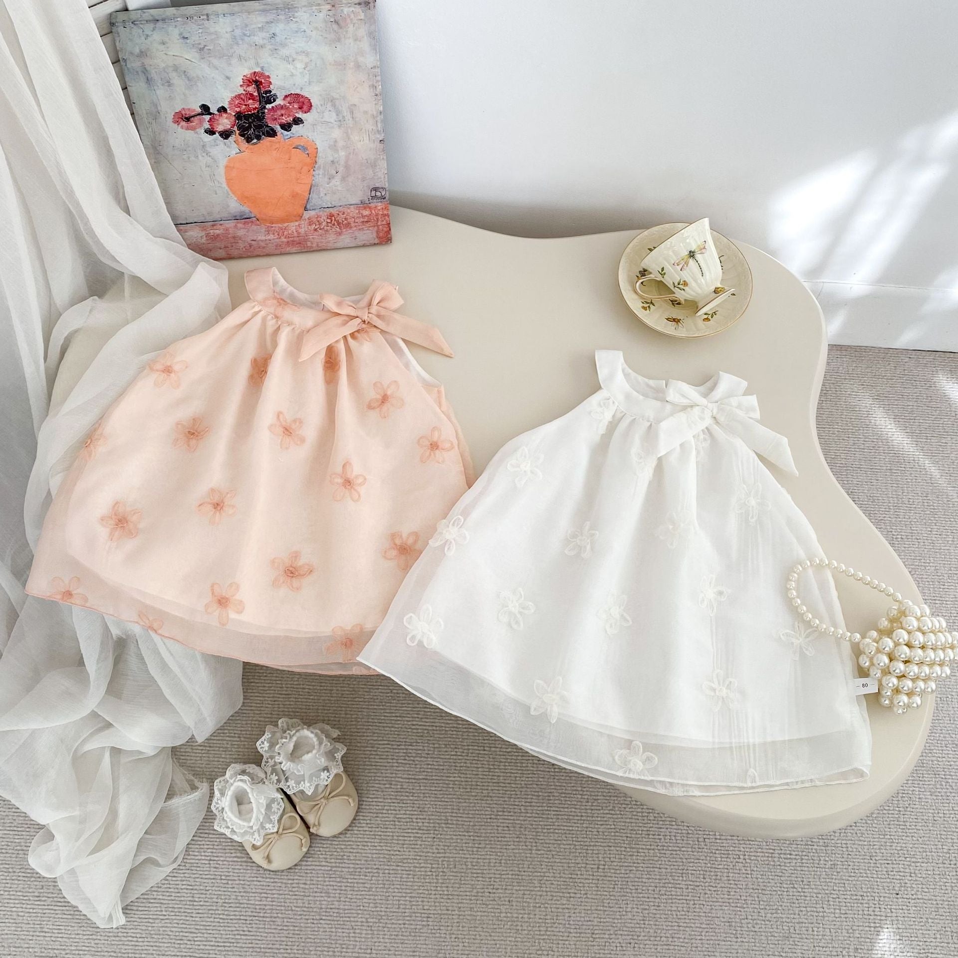 Vestido Infantil de Tule Florzinhas