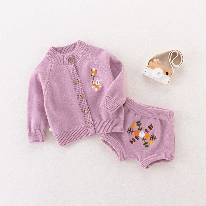 Conjunto Infantil Feminino Bordado Flores