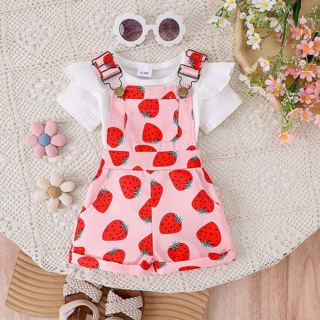 Conjunto Infantil Jardineira Florzinhas