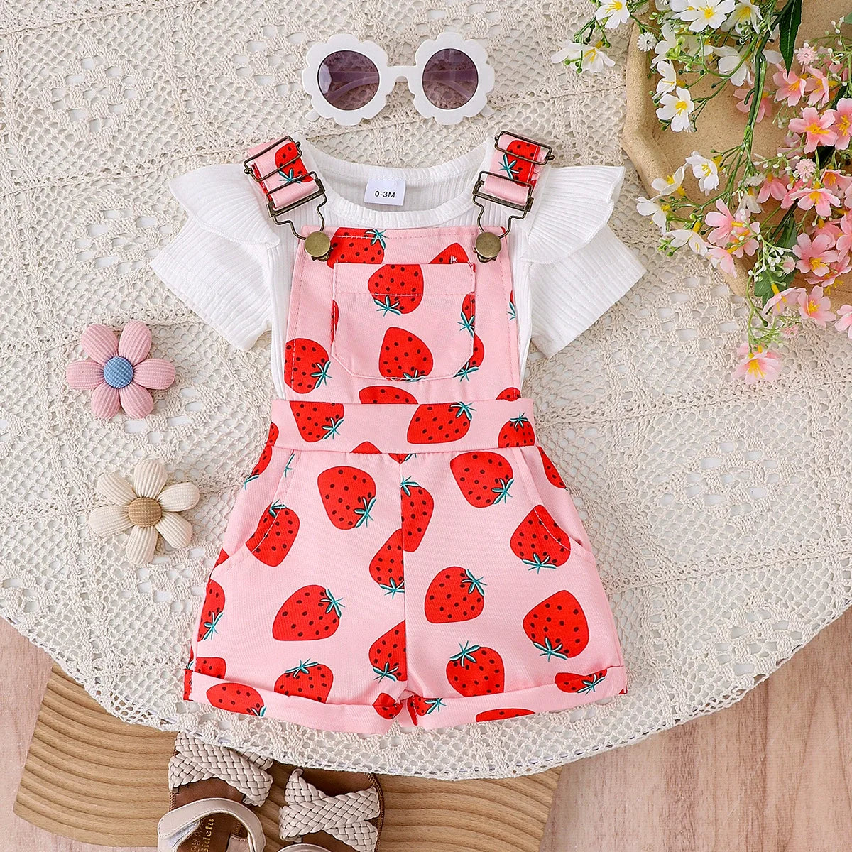 Conjunto Infantil Jardineira Florzinhas