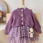 Conjunto Infantil Casaco + Vestido Tule