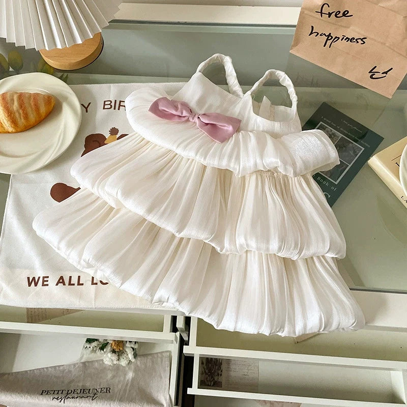 Vestido Infantil Camadas Lacinho