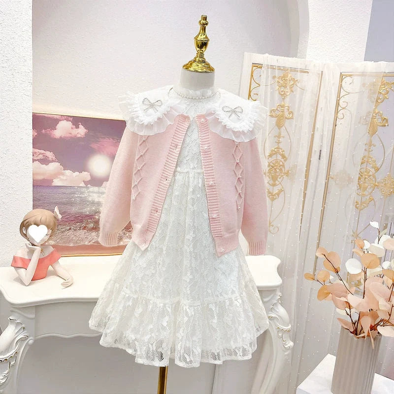 Conjunto Infantil Feminino Rendado Lacinhos