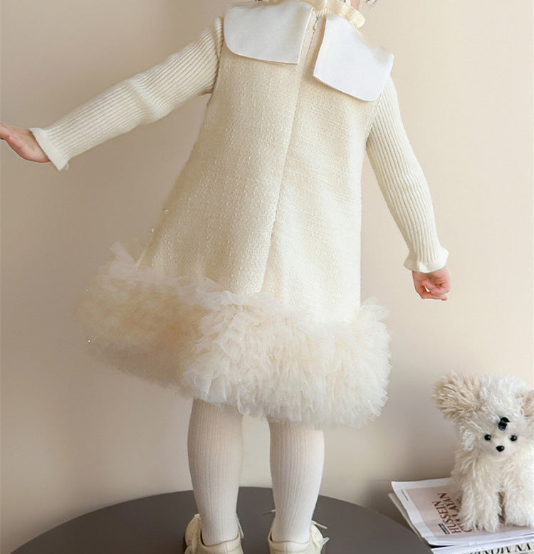 Vestido Infantil Flores e Tule + Blusinha