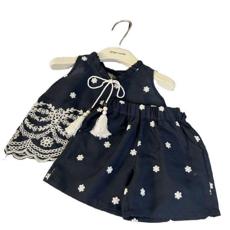 Conjunto Infantil Feminino Bordado Floral
