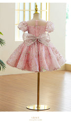 Vestido Infantil Rosa Lantejoulas