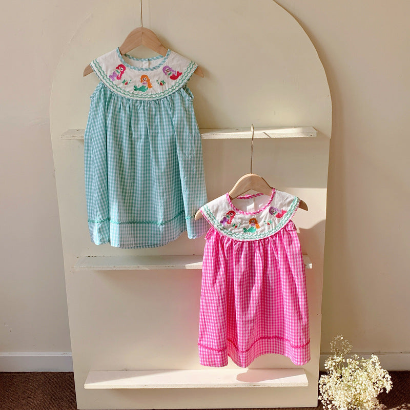 Vestido Infantil Xadrez Sereia