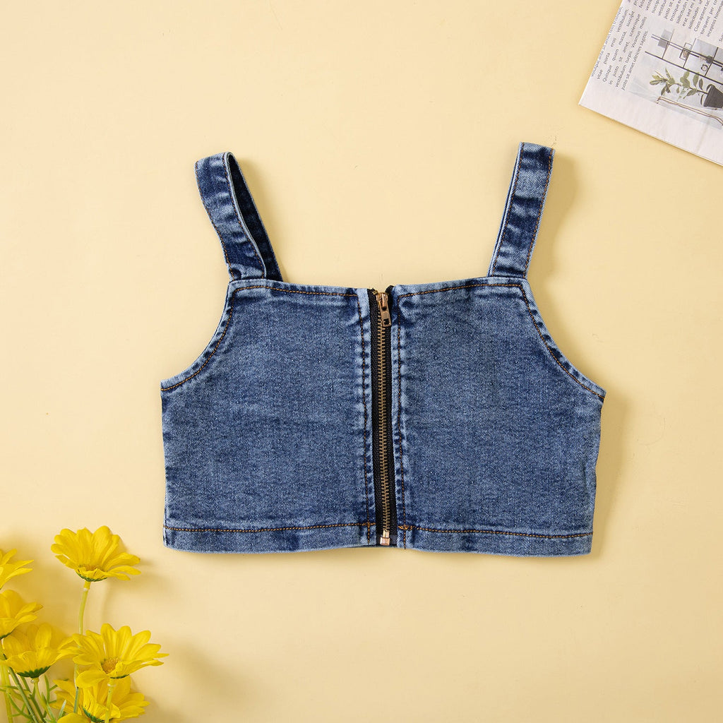 Conjunto Infantil Feminino Jeans Lacinho
