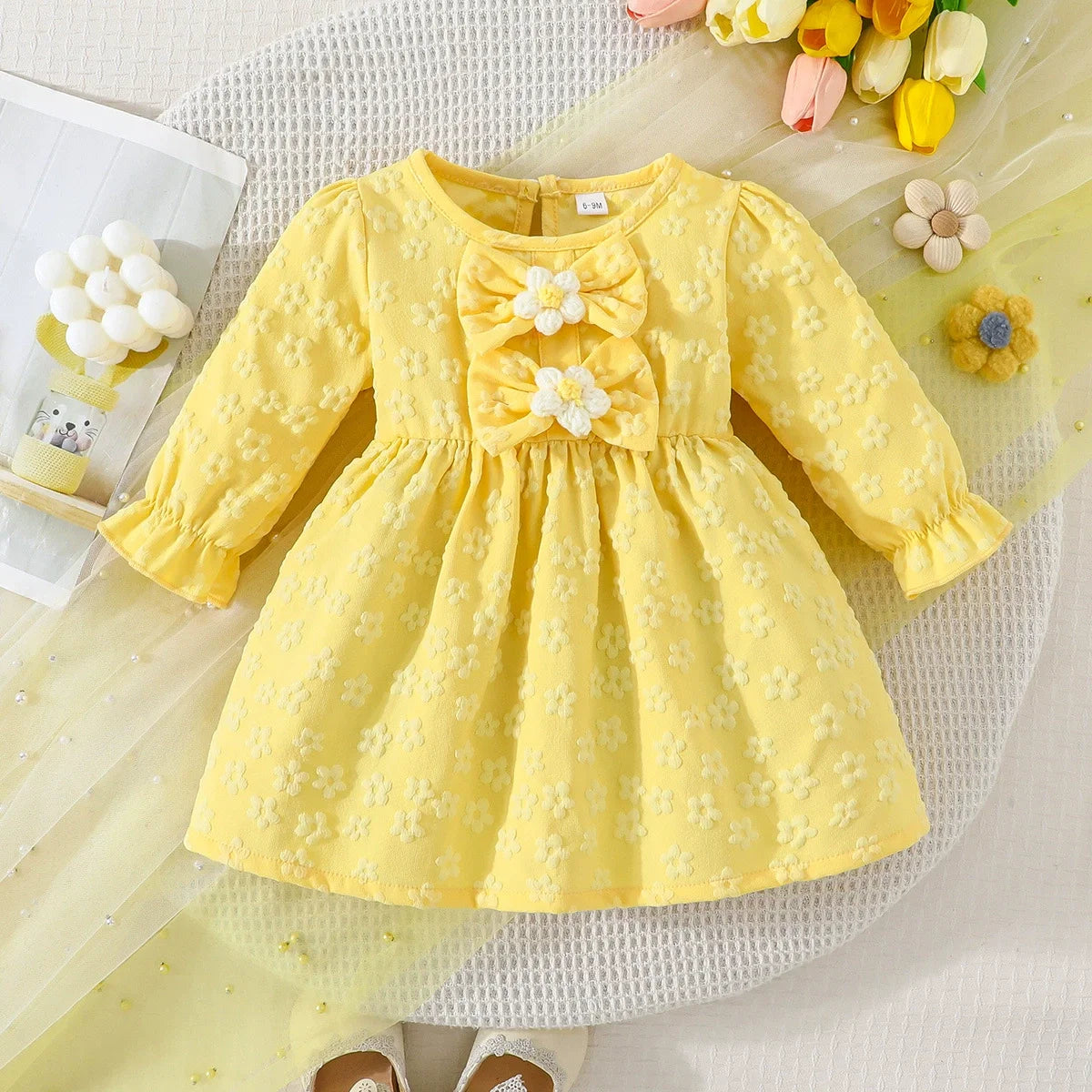 Vestido Infantil Amarelo Florzinhas