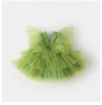 Vestido Infantil Verde Camadas de Tule