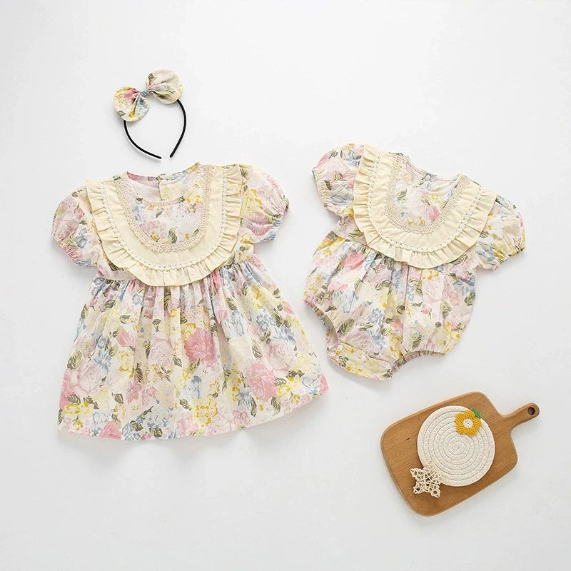 Body/ Vestido Infantil Floral Golinha