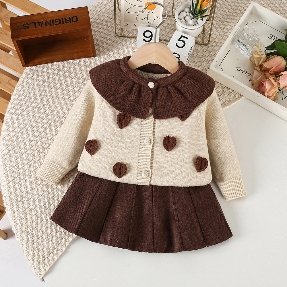 Conjunto de Tricô Feminino Corações Golinha