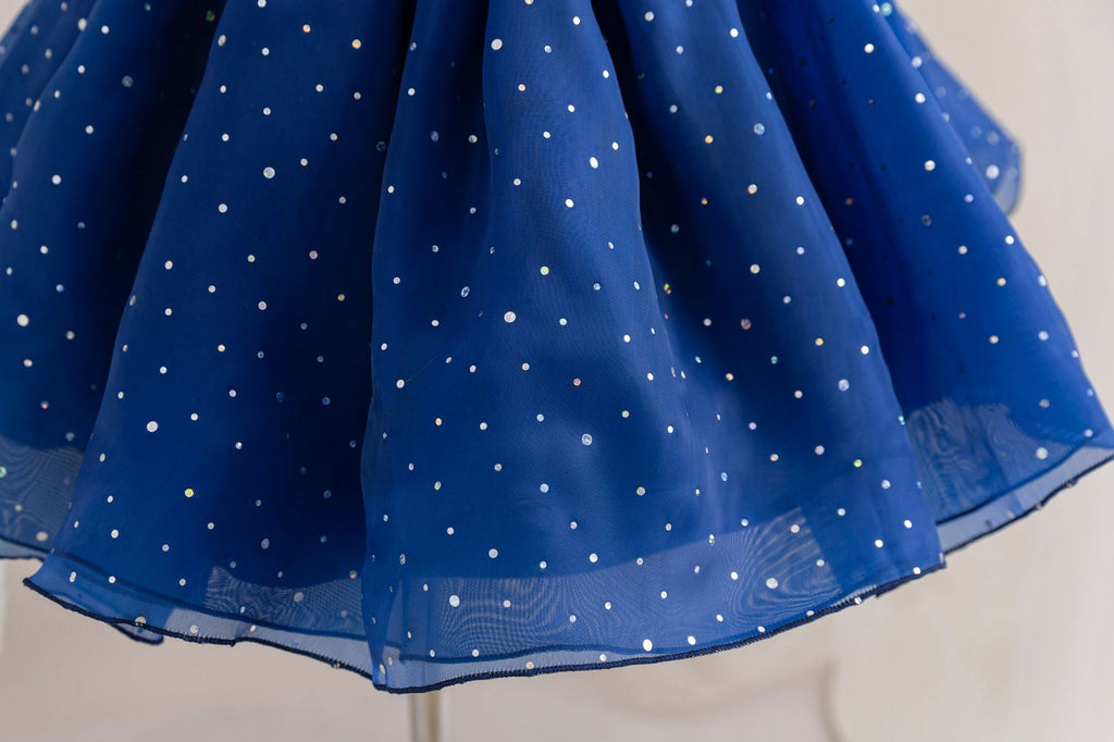 Vestido Infantil Festa Azul Bolinhas