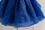 Vestido Infantil Festa Azul Bolinhas