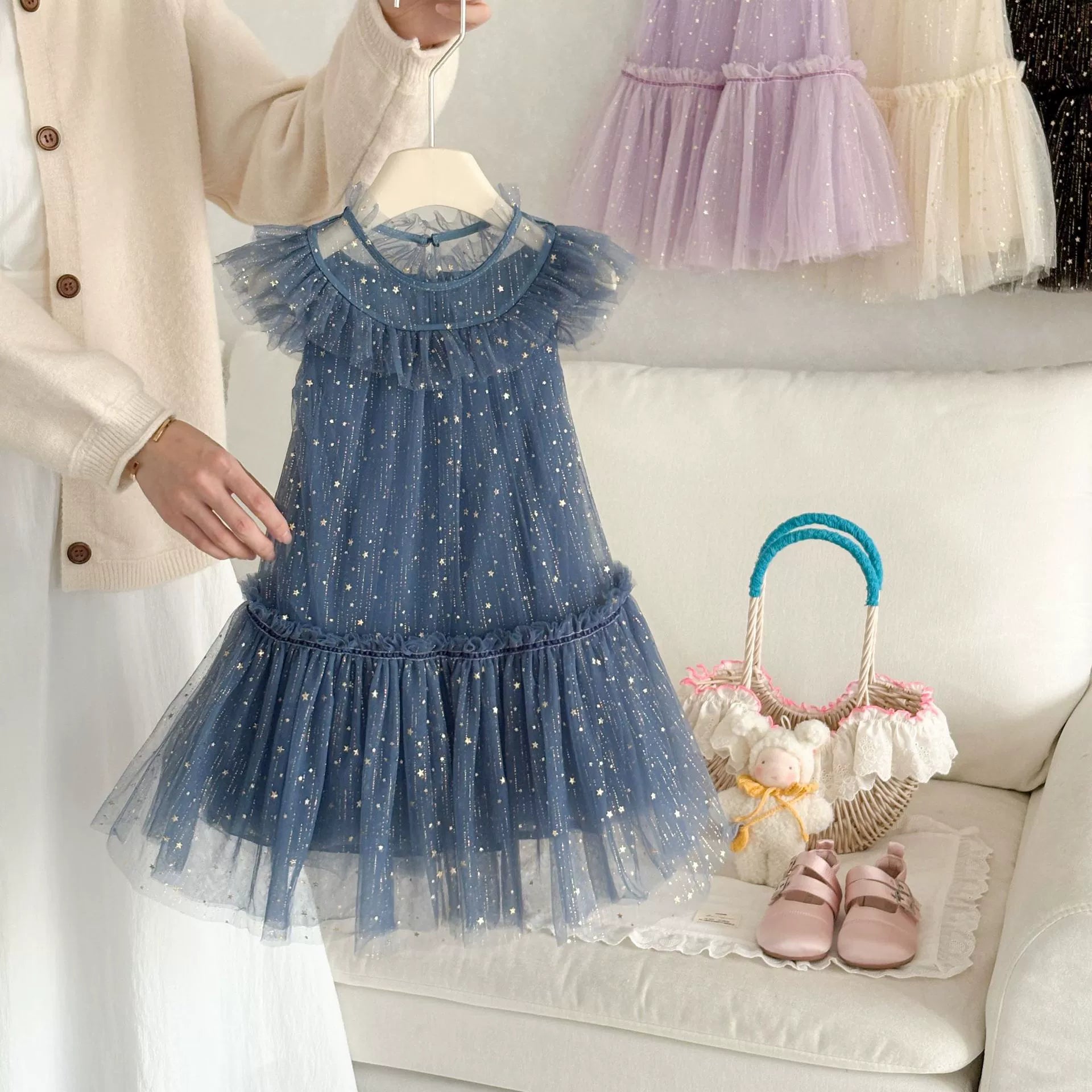 Vestido Infantil Tule com Estrelinhas