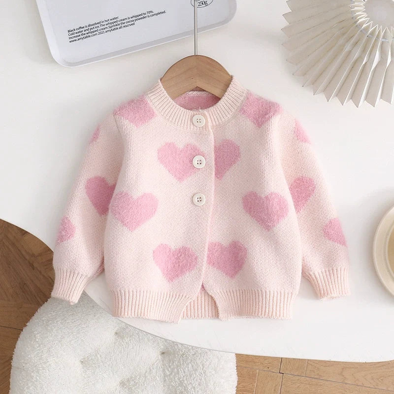 Conjunto Infantil Tricô Corações