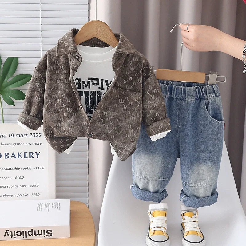 Conjunto Infanil Masculino 3 Peças Bolsinho e  Jeans