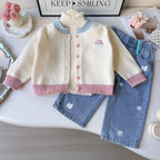 Cardigan Infantil de Tricô Arco íris