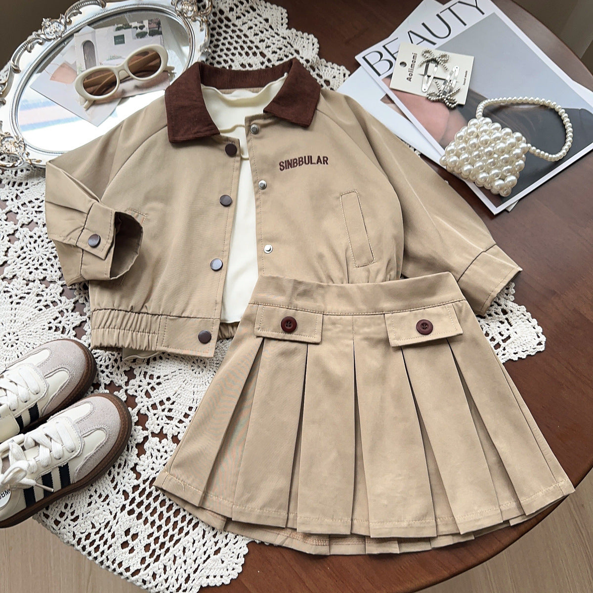Conjunto Infantil Feminino Térninho Saia Plíssada