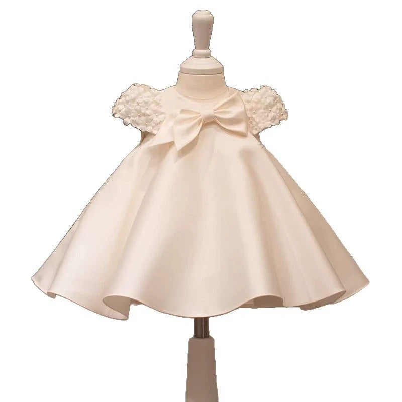 Vestido Infantil Lacinho Manga Flores