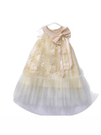 Vestido Infantil Tule Floral com Lacinho