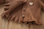 Vestido + Cardigan Infantil Tricô Ursinho