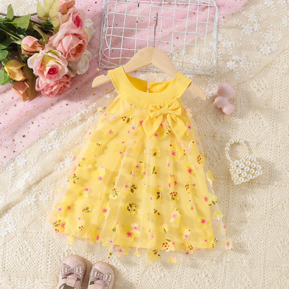 Vestido Infantil Floral Lacinho
