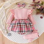 Conjunto Infantil Feminino Botões e Xadrez