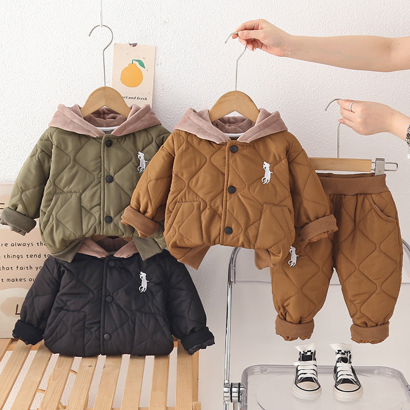 Conjunto Infantil  Inverno Bolsinhos com Capuz