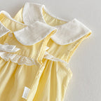 Body/ Vestido Infantil Amarelo Lacinho