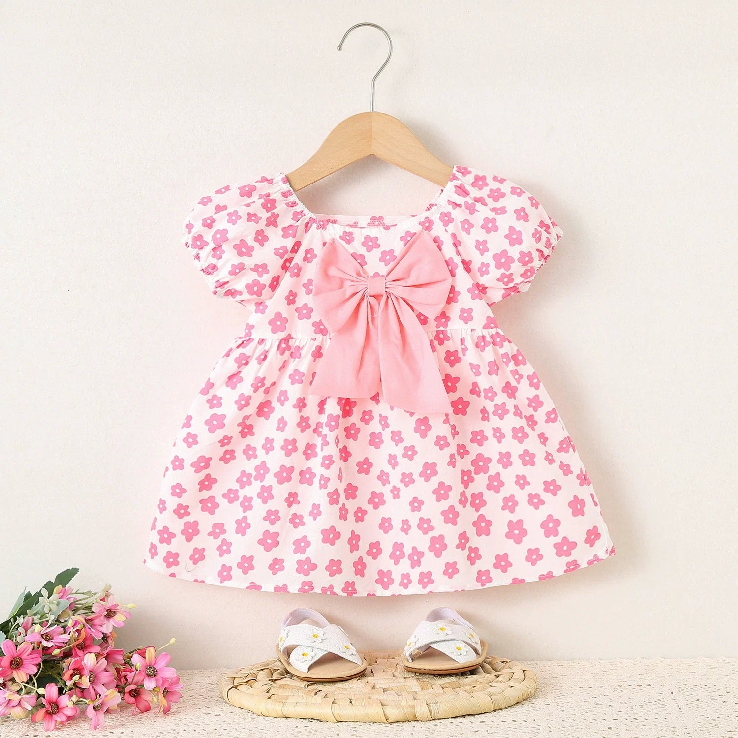 Vestido Infantil Florzinhas e Laço