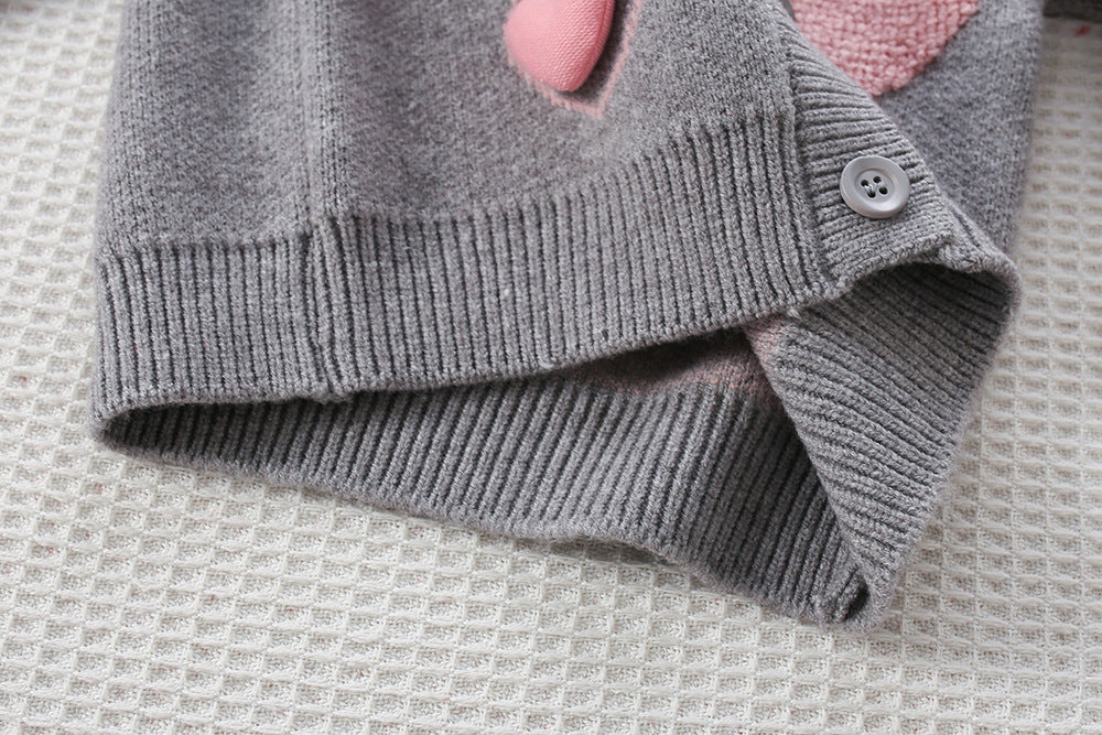 Conjunto Infantil de Tricô Corações