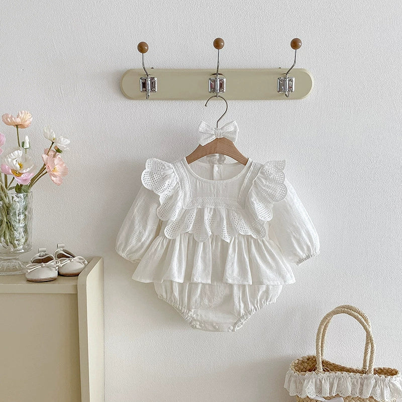 Body Infantil Branco Rendinha