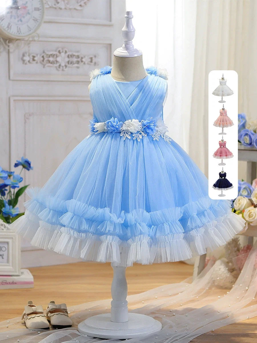 Vestido De Festa Infantil de Tule Flores
