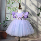 Vestido de Festa Infantil Roxo Flores